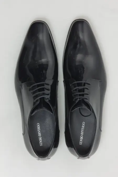 Ανδρικό Παπούτσι Δερμάτινο Derby Μαύρο Λουστρίνι 77792