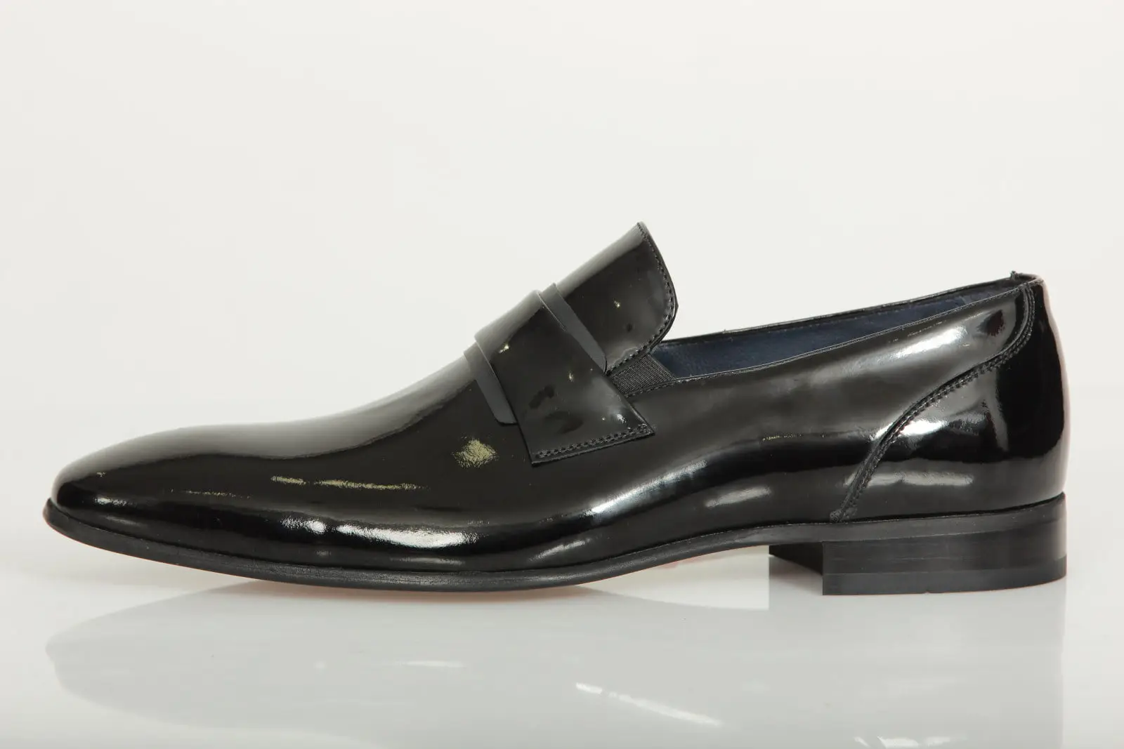 Ανδρικό Παπούτσι Slip On Δερμάτινο Penny Loafer Μαύρο Λουστρίνι 1010