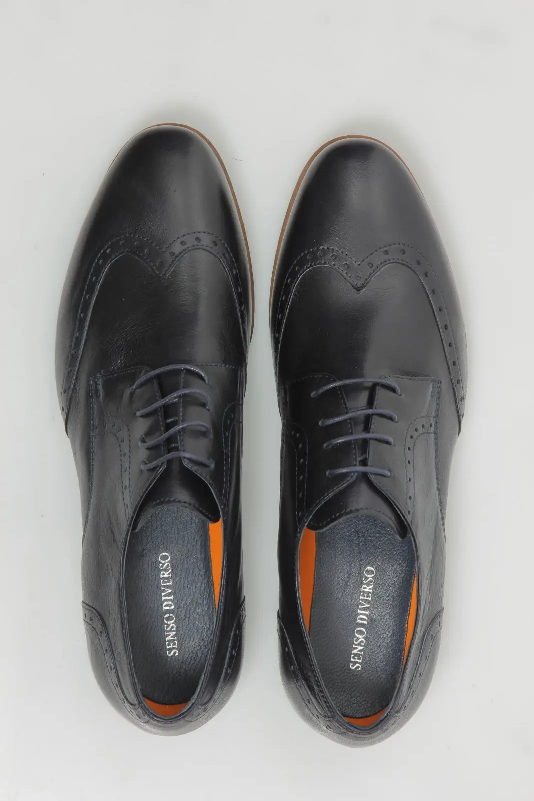 Ανδρικό Παπούτσι Δερμάτινο Derby Brogue Μπλε 62906