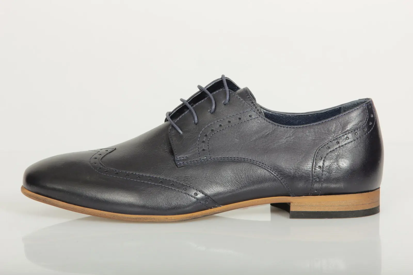 Ανδρικό Παπούτσι Δερμάτινο Derby Brogue Μπλε 62906