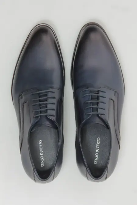 Ανδρικό Παπούτσι Δερμάτινο Derby Μπλε 77753