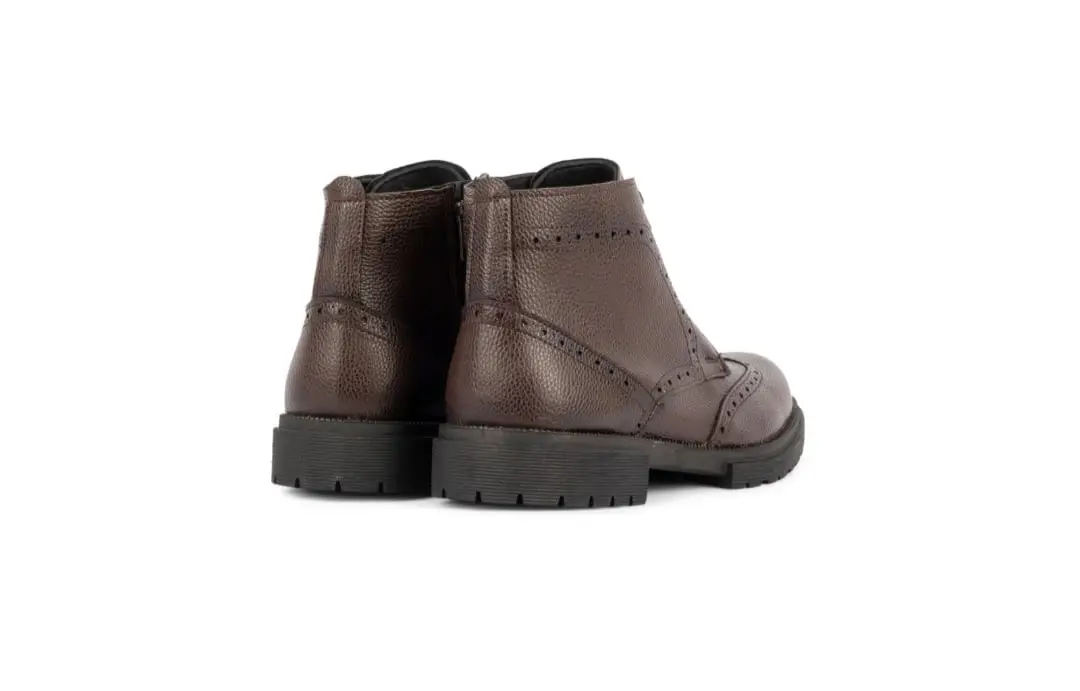 Ανδρικό Chelsea Μποτάκι Brogue Δερμάτινο Καφέ 2383