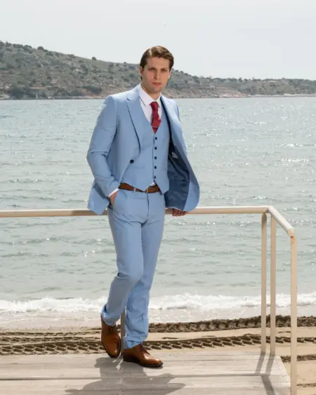 Ανδρικό Slim Fit Κοστούμι Tessuti Με Γιλέκο SS-90