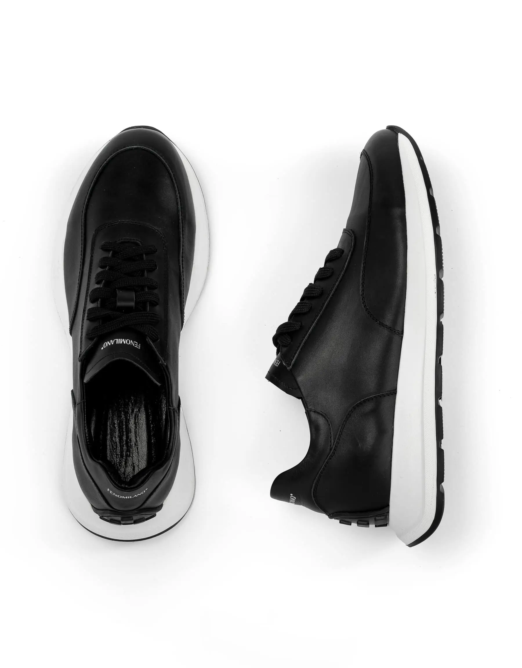 Ανδρικά Δερμάτινα Μαύρα Oxford Sneakers Mε Λευκή Σόλα 2329