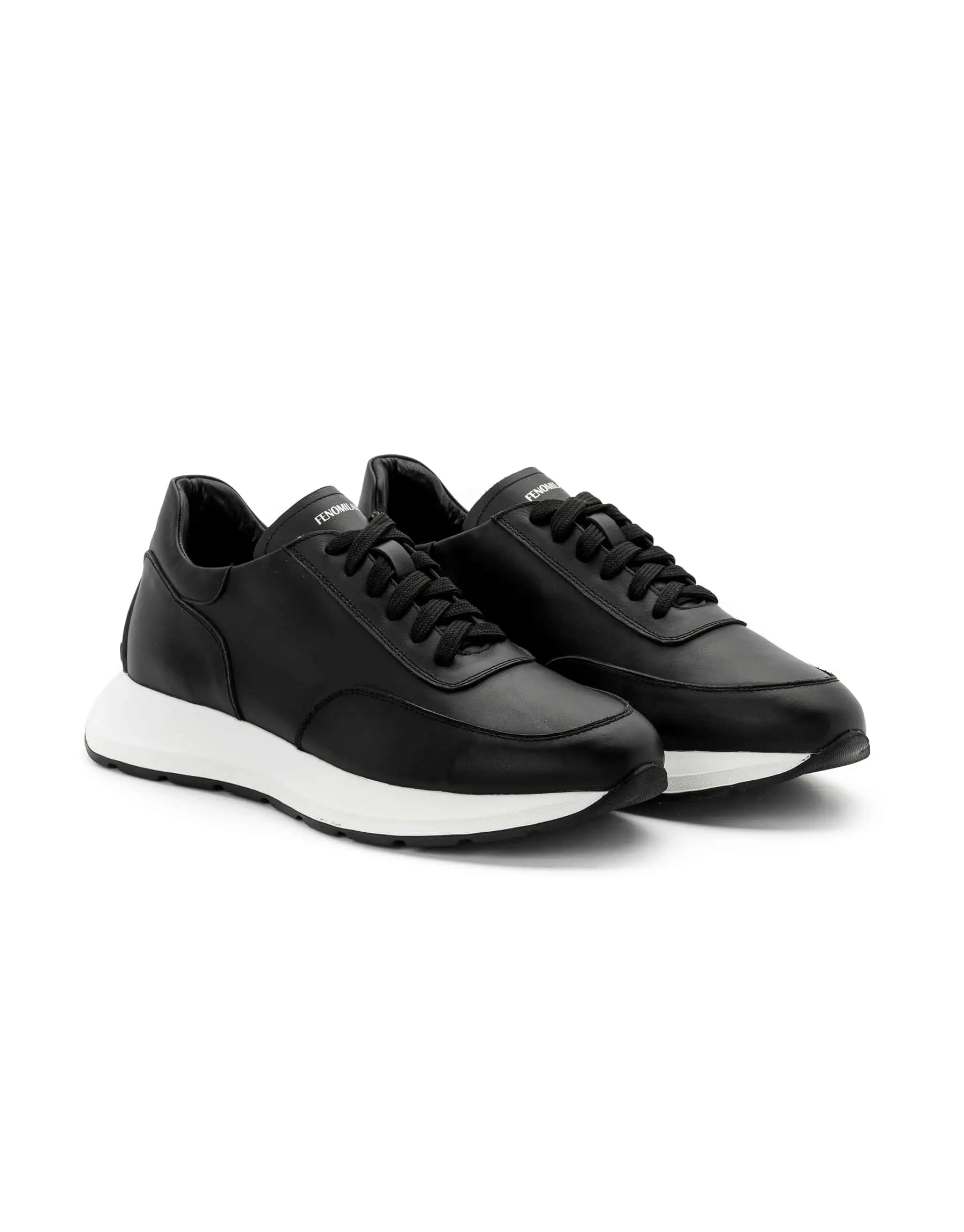 Ανδρικά Δερμάτινα Μαύρα Oxford Sneakers Mε Λευκή Σόλα 2329