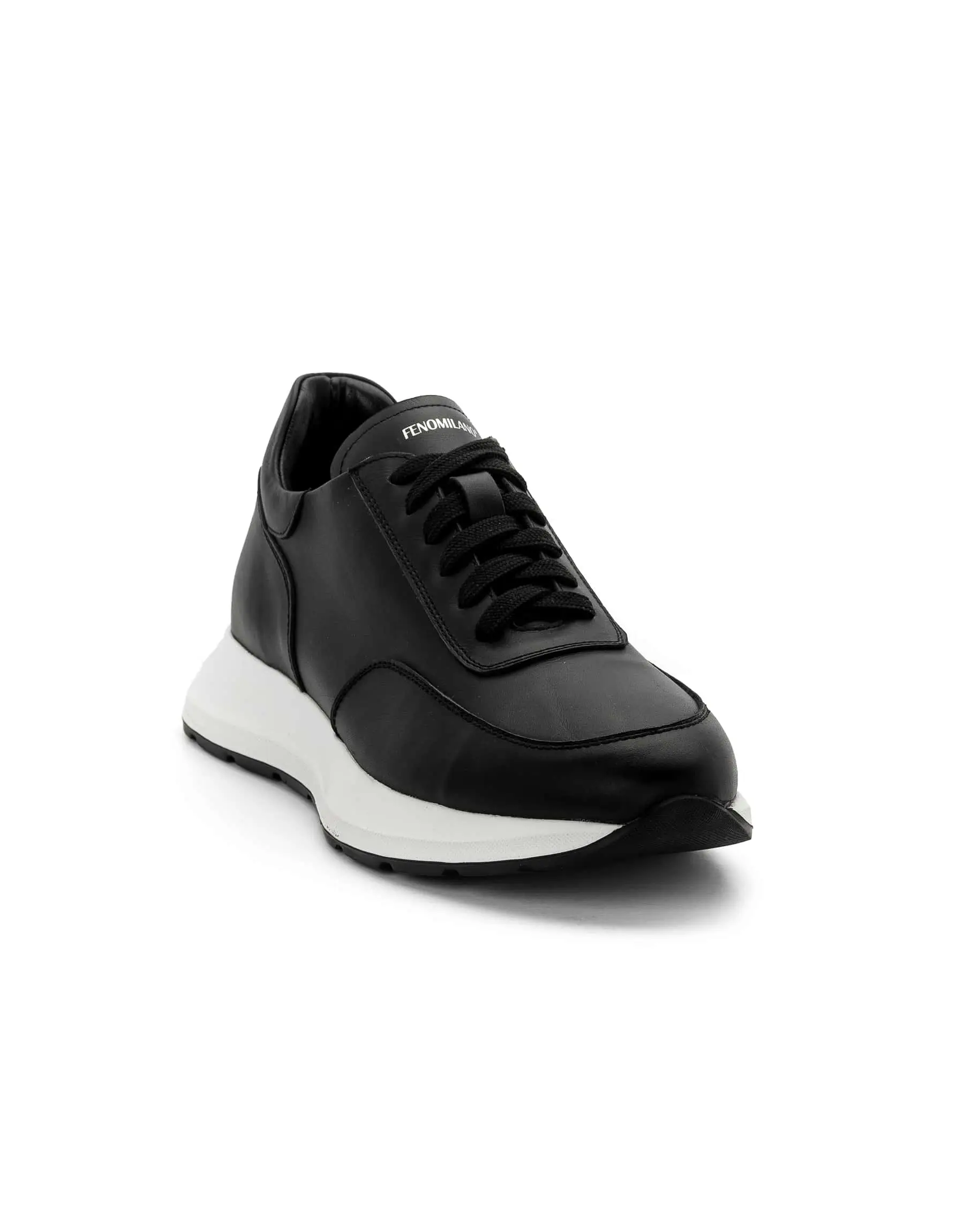Ανδρικά Δερμάτινα Μαύρα Oxford Sneakers Mε Λευκή Σόλα 2329