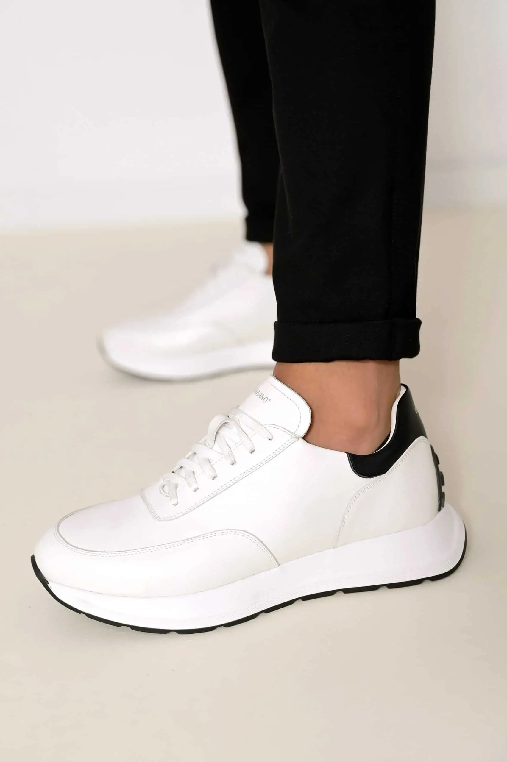 Ανδρικά Δερμάτινα Λευκά Oxford Sneakers Mε Λευκή Σόλα 2329