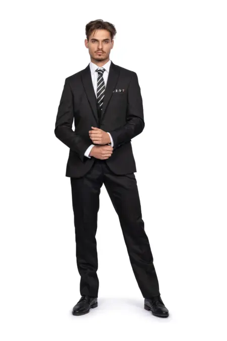 Ανδρικό Κουστούμι Slim Fit Senso Diverso Μαύρο Με Μαύρο Γιλέκο 174