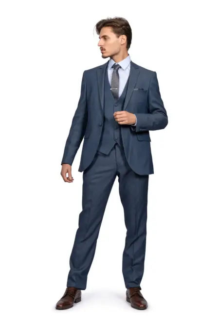 Ανδρικό Κουστούμι Slim Fit Senso Diverso Μπλε Με Μπλε Γιλέκο 151
