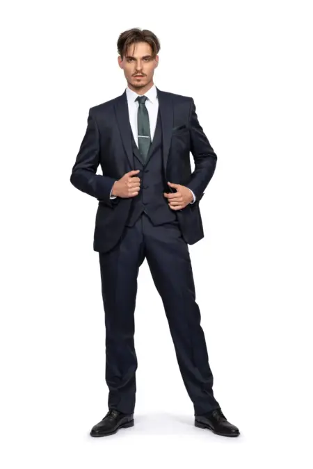 Ανδρικό Κουστούμι Slim Fit Senso Diverso  Σκούρο Μπλε Με Σκούρο Μπλε Γιλέκο 165