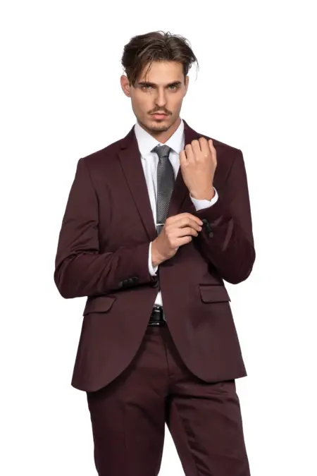 Ανδρικό Κουστούμι Slim Fit Senso Diverso Μπορντό Με Μπορντό Γιλέκο 162