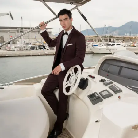 Ανδρικό Κοστούμι Μπορντό Με Γιλέκο Noble Kapralos SS-42