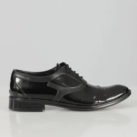 Ανδρικά Δερμάτινα Παπούτσια Oxford Αμπιγέ Μαύρο Λουστρίνι 1099