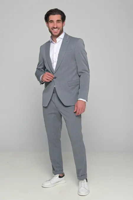 Ανδρικό Slim Fit Κοστούμι Alessandro Ben Tailor Γκρι