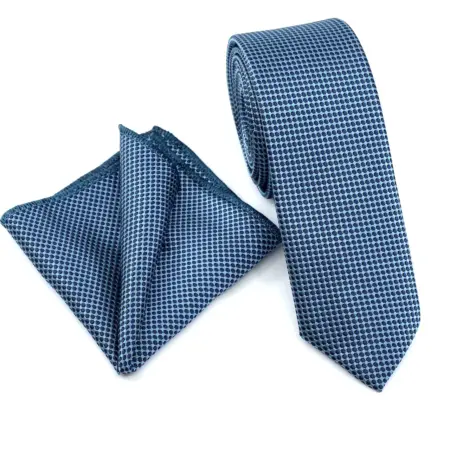 Σετ Ανδρικής Γραβάτας Τύπου Micro Με Μοτίβο Με Μαντιλάκι L-050-179