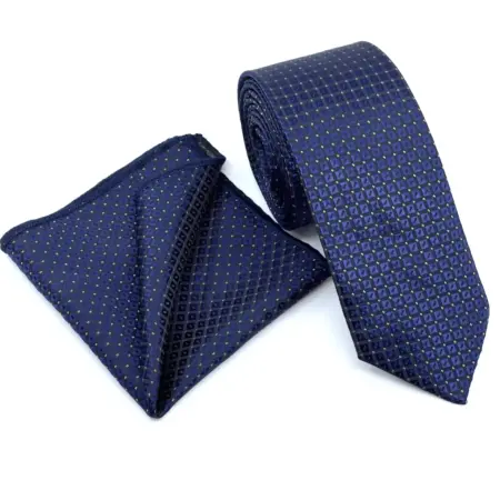 Σετ Ανδρικής Γραβάτας Μοτίβο Micro Με Μαντιλάκι L-050-166